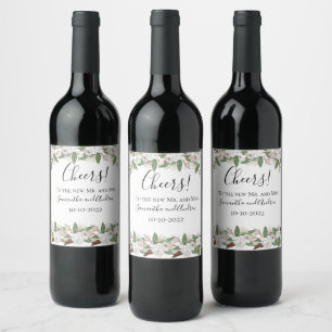 Etiqueta Para Botella De Vino Magnolias Blancas Elegante Clásico Boda