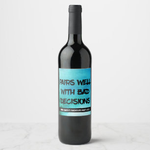 Etiqueta Para Botella De Vino Malas decisiones divertidas