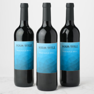 Etiqueta Para Botella De Vino Malla geométrica azul Triángulo Personalizado text
