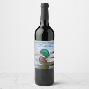Etiqueta Para Botella De Vino Mallard Duck