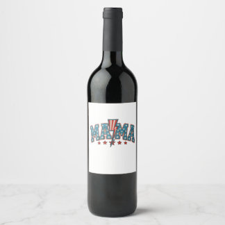 Etiqueta Para Botella De Vino Mamá 4 de julio Patriótica Mamá Rayo
