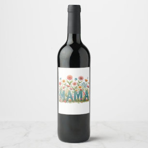 Etiqueta Para Botella De Vino Mama Flowers