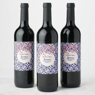 Etiqueta Para Botella De Vino Mama Mia Fiesta de Bebé Flor de Cerezo
