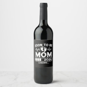 Etiqueta Para Botella De Vino Mamá Pronto 2026 Anuncio de Embarazo de Bebé