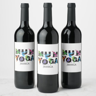 Etiqueta Para Botella De Vino Mamá yoga, hobby de meditación, mamá