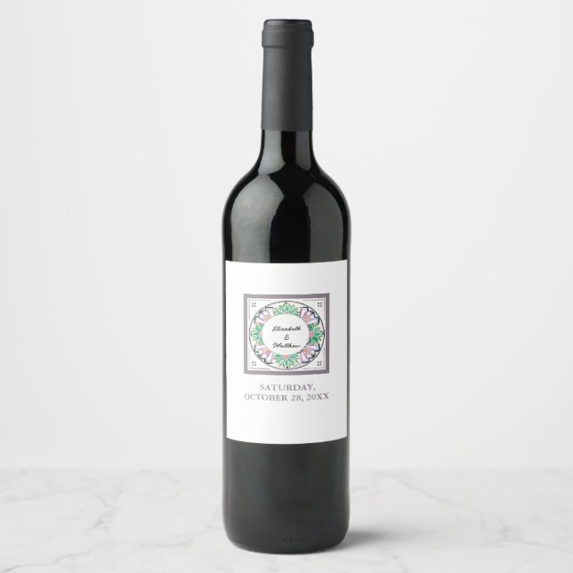 Etiqueta Para Botella De Vino Mandala Floribunda (Anverso)