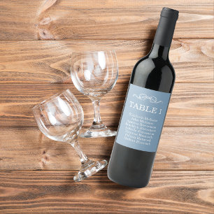 Etiqueta Para Botella De Vino Mano caprichosa dibujada azul Boda ilustrado