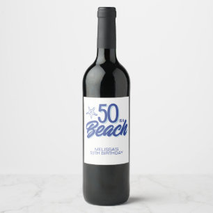 Etiqueta Para Botella De Vino Mano caprichosa dibujó Doodle 50 cumpleaños de pla