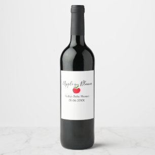 Etiqueta Para Botella De Vino Manzana en flor baby shower manzana roja nombre fe