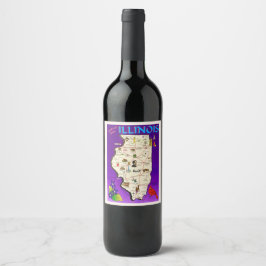 Etiqueta Para Botella De Vino Mapa antiguo de Illinois