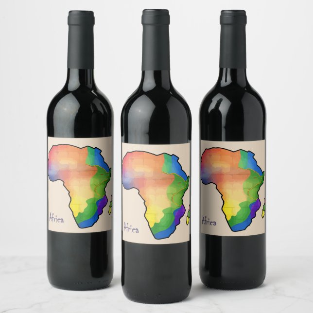 Etiqueta Para Botella De Vino Mapa de África (Botellas)