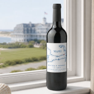 Etiqueta Para Botella De Vino Mapa de la boda del Ocean Edge Resort Cape Cod  