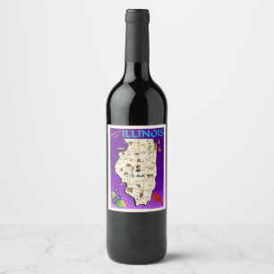 Etiqueta Para Botella De Vino Mapa de la época de Illinois