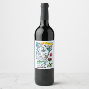Etiqueta Para Botella De Vino Mapa de Vintage de Vermont