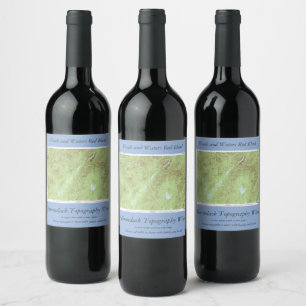 Etiqueta Para Botella De Vino Mapa Topográfico de Mount Marcy - Parque Adirondac