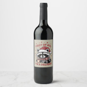Etiqueta Para Botella De Vino Mapache Divertido Ante Todo Soy Un Delight Navidad