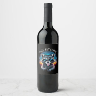 Etiqueta Para Botella De Vino Mapache Divertido pero Feroz y Lindo