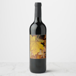 Etiqueta Para Botella De Vino Maple caído deja naturaleza otoño amarilla