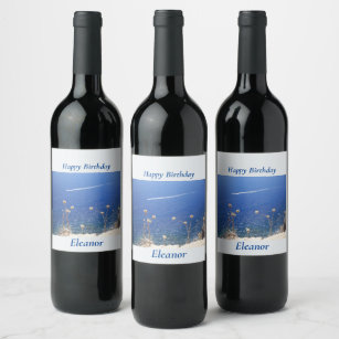 Etiqueta Para Botella De Vino Mar Azul griego 