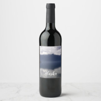 Etiqueta Para Botella De Vino Mar de Alaska en tonos azules