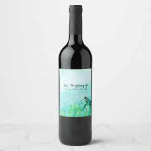 Etiqueta Para Botella De Vino Mar Turtle Ocean Beach Art Círculo de Boda Persona