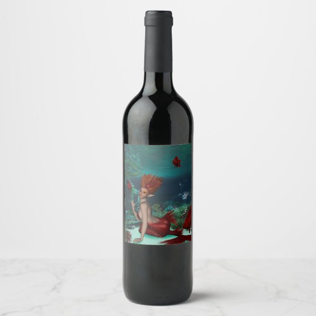Etiqueta Para Botella De Vino Maravillosa sirena (Anverso)