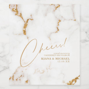 Etiqueta Para Botella De Vino Marble moderno Cheers Dusty Gold ID816