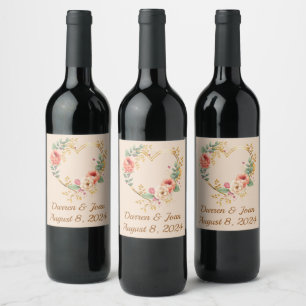 Etiqueta Para Botella De Vino Marco de flor floral festivo