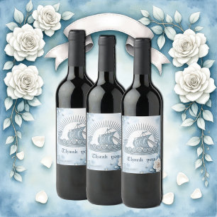 Etiqueta Para Botella De Vino Marco floral con Rosas y diseño celta.