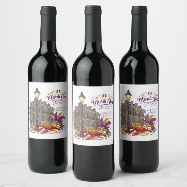 Etiqueta Para Botella De Vino Mardi Gras (Botellas)