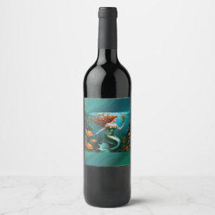 Etiqueta Para Botella De Vino "Marielle" - Hermosa sirena bailarina