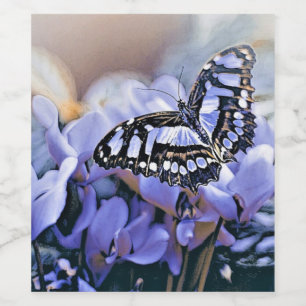 Etiqueta Para Botella De Vino Mariposa Azul