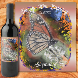 Etiqueta Para Botella De Vino Mariposa de cumpleaños