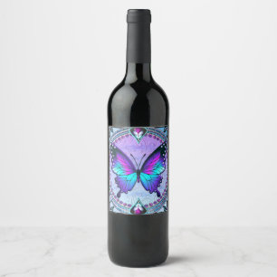 Etiqueta Para Botella De Vino Mariposa de sublimación con fondo