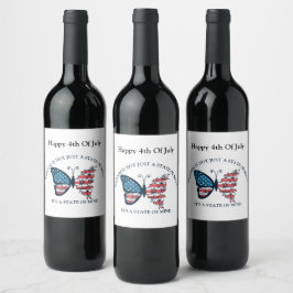 Etiqueta Para Botella De Vino Mariposa del 4 de Julio