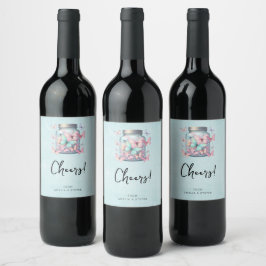 Etiqueta Para Botella De Vino Mariposas Caprichosas en un Tarro