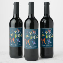 Mariposas cortas marca de vino de arte acuático