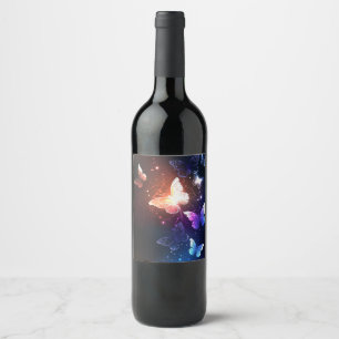 Etiqueta Para Botella De Vino Mariposas nocturnas brillantes