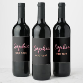 Etiqueta Para Botella De Vino marrón añadir nombre chica jefa texto negro elegan