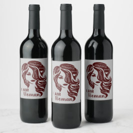 Etiqueta Para Botella De Vino Marrón/Gris Soy Mujer Personalizada