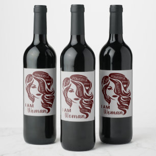 Etiqueta Para Botella De Vino Marrón/Gris Soy Mujer Personalizada