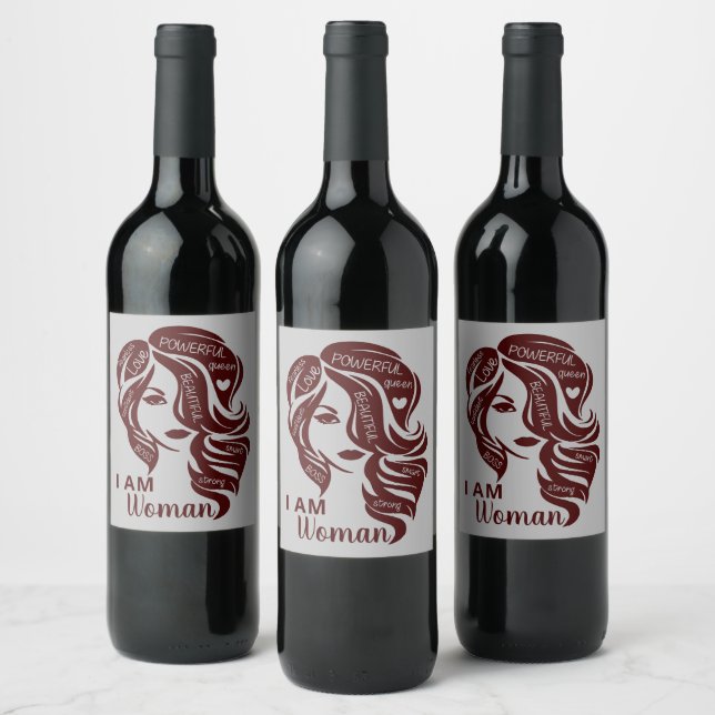 Etiqueta Para Botella De Vino Marrón/Gris Soy Mujer Personalizada (Botellas)
