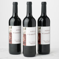 Marsala Autumn Floral | Etiqueta de Boda blanco