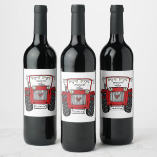 Etiqueta Para Botella De Vino Matanza personalizada de un país con un Tractor Ro