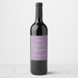 Etiqueta Para Botella De Vino Mauve Garden Calligraphy Wedding Wine Label