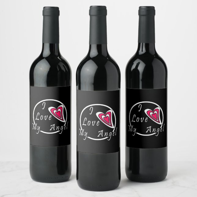 Etiqueta Para Botella De Vino Me encanta mi ángel (Botellas)