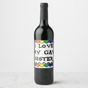 Etiqueta Para Botella De Vino Me encanta mi hermana gay el regalo LGBT Marcha de