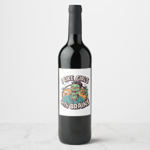Etiqueta Para Botella De Vino Me gustan las chicas con cerebro