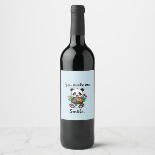 Etiqueta Para Botella De Vino Me Haces Sonreír Panda Lindo