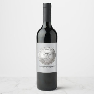 Etiqueta Para Botella De Vino Medalla de plata realista 3D personalizable y edit